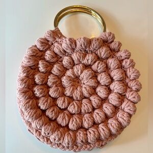 Authentic Ulla Johnson Pink Lia Cotton Crochet Circle Bag